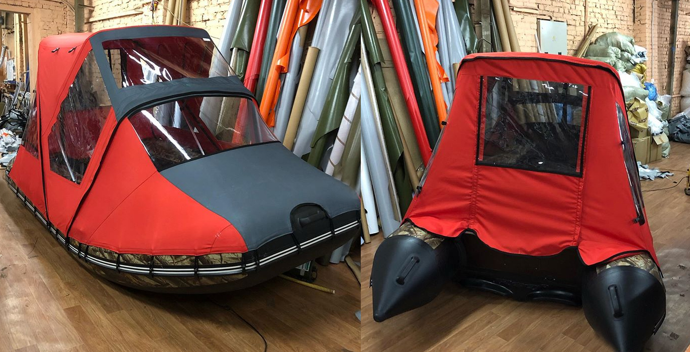 Тент ходовой комбинированный на лодку длиной 330-360 см