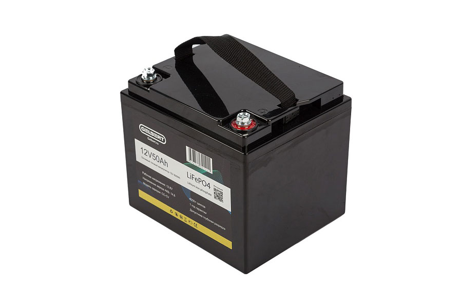 Литиевый тяговый аккумулятор Gelbert LiFePO4 (12V/50Ah/50A/600Wh) [6-GFM-38]