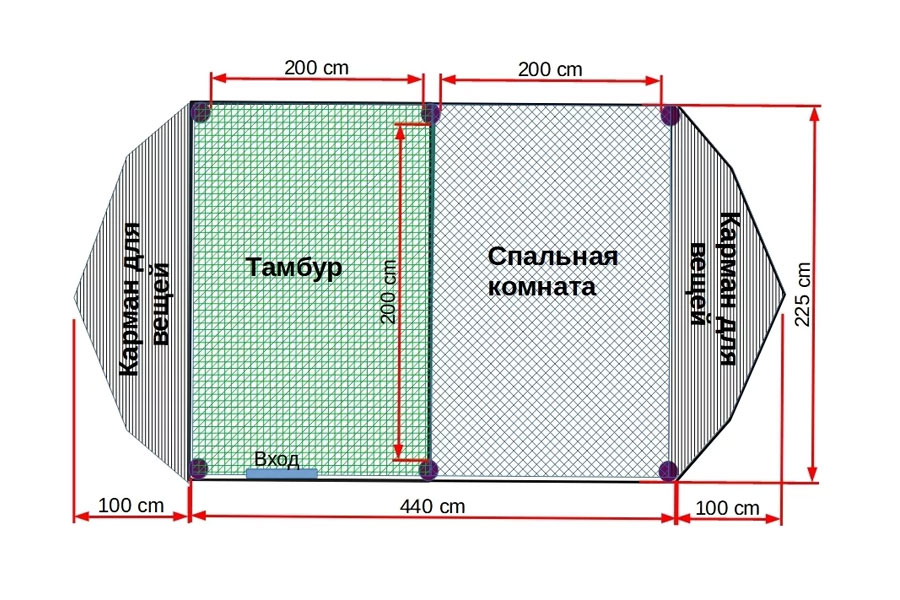 Палатка с надувным каркасом ANNKOR TnVLn-400